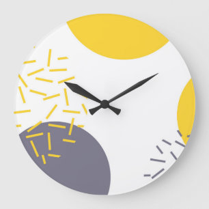Yellow, cool, modern, trendy geometric art large c large clock