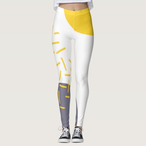 Yellow cool modern trendy geometric art leggings