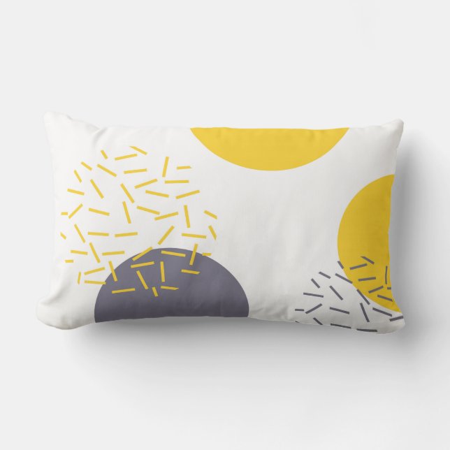 Yellow, cool, modern, trendy geometric art lumbar pillow (Front)