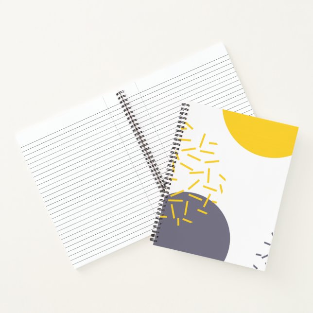 Yellow, cool, modern, trendy geometric art notebook (Inside)
