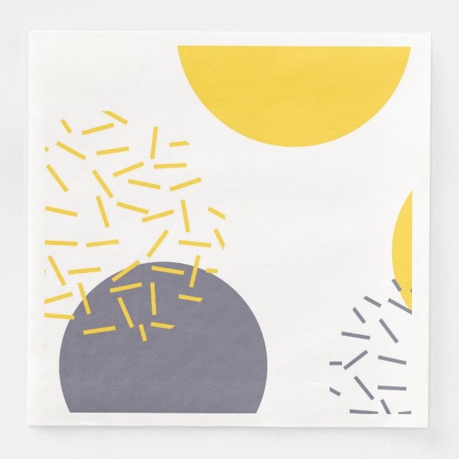 Yellow, cool, modern, trendy geometric art paper dinner napkins (Front)