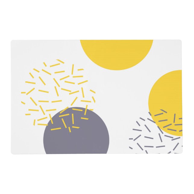 Yellow, cool, modern, trendy geometric art placemat (Back)
