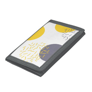 Yellow, cool, modern, trendy geometric art tri-fold wallet