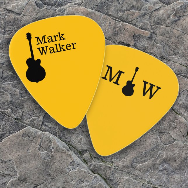 Yellow Cool Rock Guitarist Name Guitar Pick (Creator Uploaded)