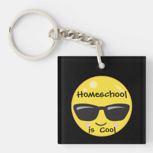 Yellow cool smile and black background keychain