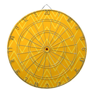 Yellow, cool, trendy, modern, urban zigzag pattern dart board