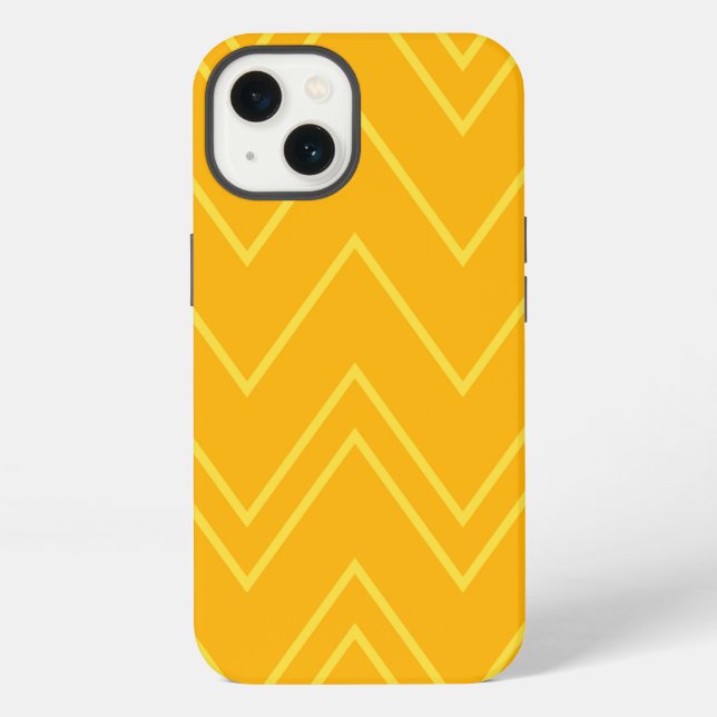 Yellow, cool, trendy, modern, urban zigzag pattern iphone case (Back)