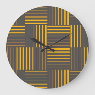 Yellow, cool, unique, trendy, modern lines large clock