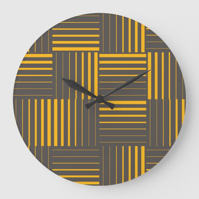 Yellow, cool, unique, trendy, modern lines large clock (Front)