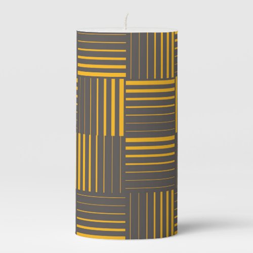 Yellow cool unique trendy modern lines pillar candle