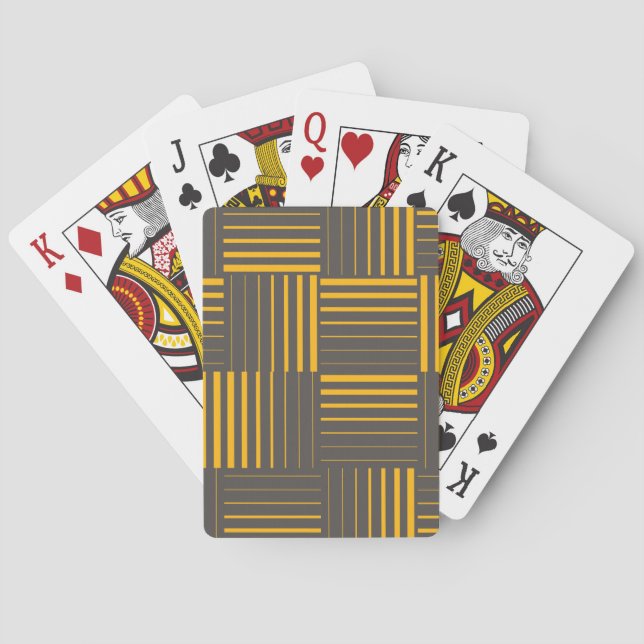 Yellow, cool, unique, trendy, modern lines poker cards (Back)