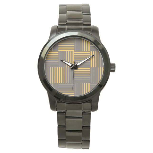 Yellow, cool, unique, trendy, modern lines watch (Front)