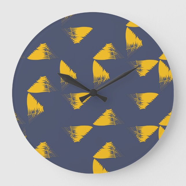 Yellow, cool, unique, trendy triangles large clock (Front)