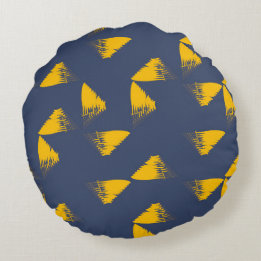 Yellow, cool, unique, trendy triangles round pillow