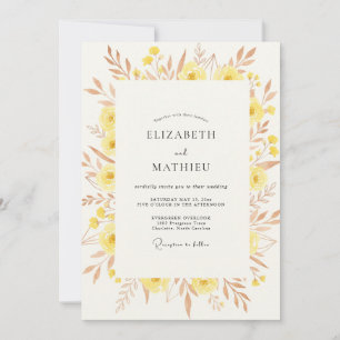 Yellow Copper Wildflower Wedding Invitation