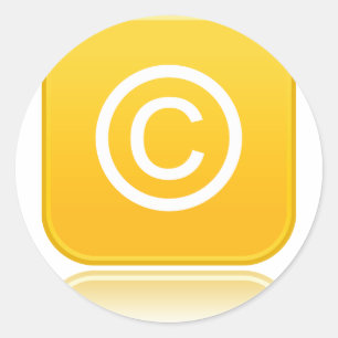 Yellow Copyright Symbol Icon Classic Round Sticker