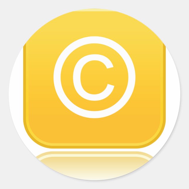 Yellow Copyright Symbol Icon Classic Round Sticker (Front)