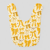 Yellow Coquette Bow Pattern Baby Bib