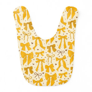 Yellow Coquette Bow Pattern Baby Bib