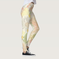 yellow coral Floral all over printed leggings