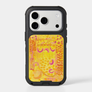 Yellow Coral Moons Abstract Painting iPhone Case