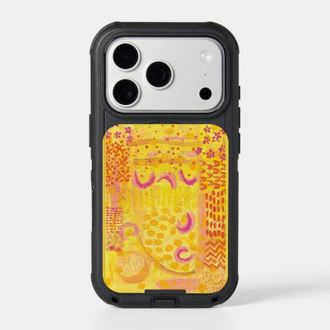 Yellow Coral Moons Abstract Painting iPhone Case (Back)