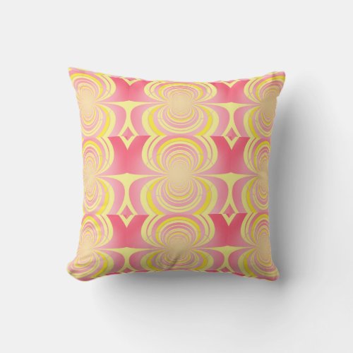 Yellow Coral Spiral Pattern Throw Pillow