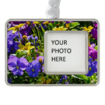 Yellow Coreopsis and Purple Violas Colorful Floral Christmas Ornament