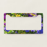 Yellow Coreopsis and Purple Violas Colorful Floral License Plate Frame