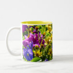 Yellow Coreopsis and Purple Violas Colorful Floral Two-Tone Coffee Mug