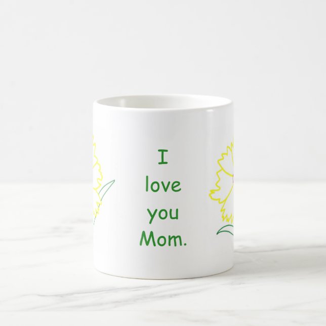 Yellow Coreopsis Flower Love Mom Mugs (Center)