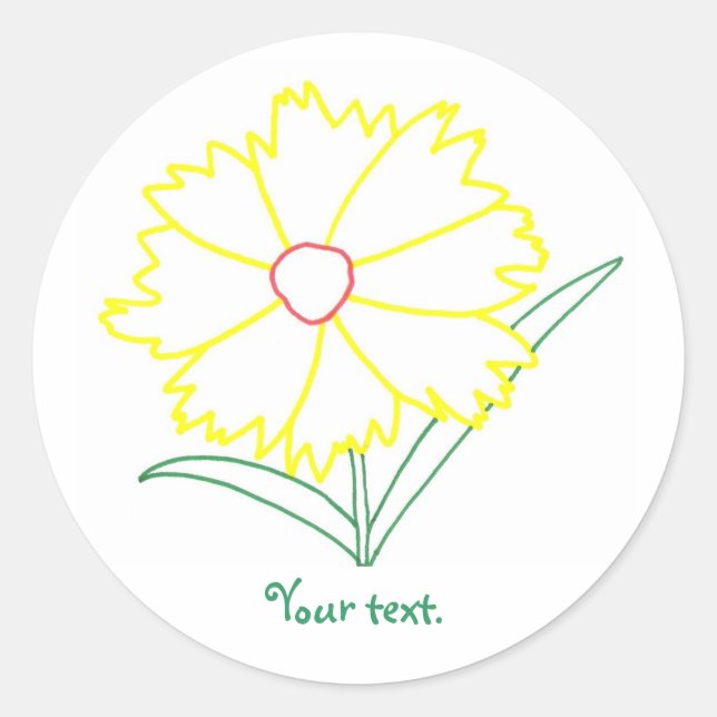 Yellow Coreopsis Flower, stickers with your text (Front)