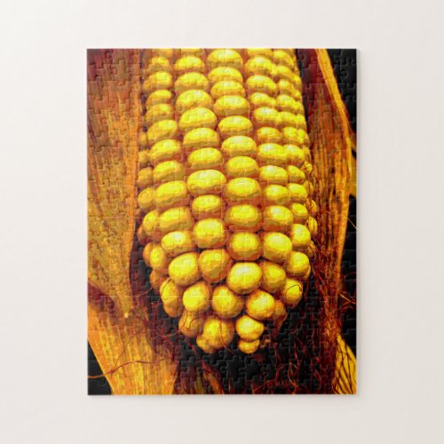 Yellow Corn Cob Husks Cornsilk Good Harvest Jigsaw Puzzle