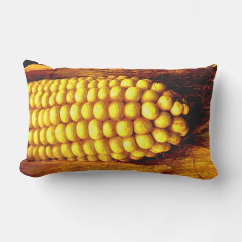 Yellow Corn Cob Husks Cornsilk Good Harvest Lumbar Pillow