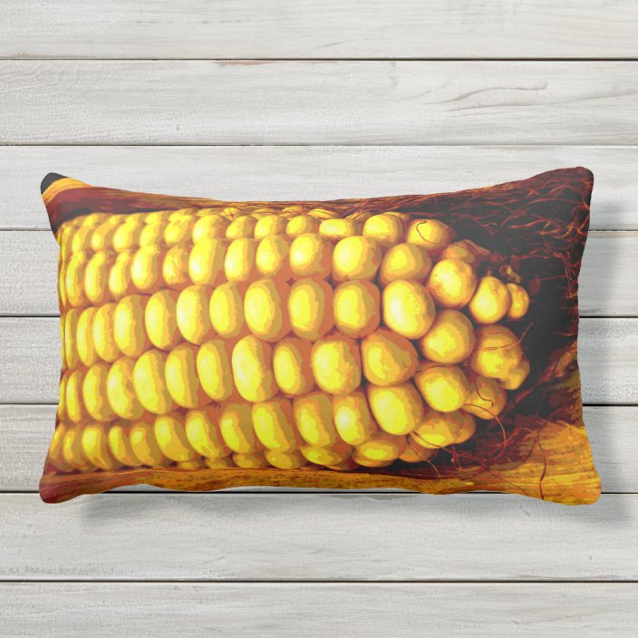 Yellow Corn Cob Husks Cornsilk Good Harvest Lumbar Pillow