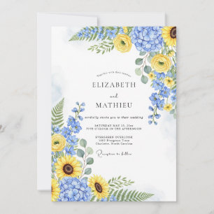 Yellow Cornflower Blue Radiant Summer Wedding Invitation