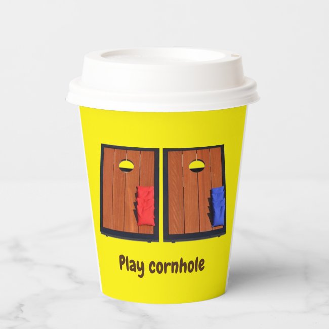 Yellow Cornhole Paper Cup