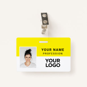 Yellow Corporate Employee Photo Name Tag Badge