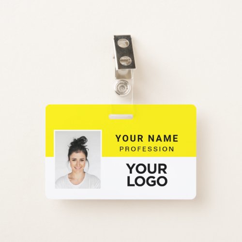 Yellow Corporate Employee Photo Name Tag Badge