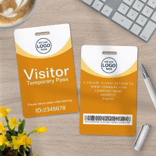 yellow Corporate Visitor Pass ID Barcode Badge