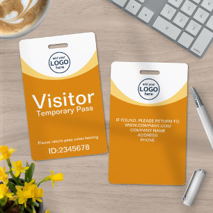 Yellow Corporate Visitor Pass ID Custom Logo Badge
