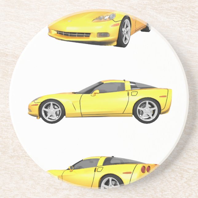 Yellow Corvette: Drink Coaster (Front)