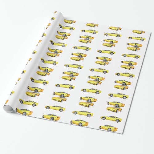 Yellow Corvette Wrapping Paper