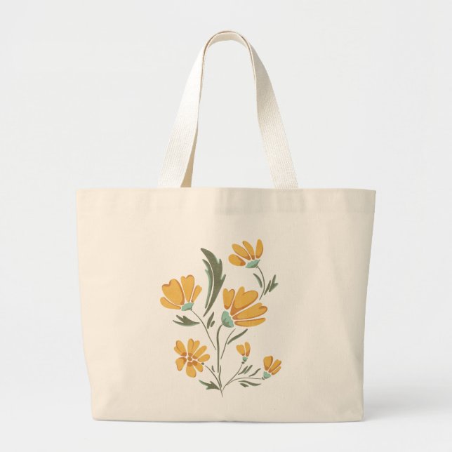 Yellow Cosmos Flower Simple Beauty Large Tote Bag (Front)