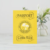 Yellow Costa Rica Passport Save the Date Card (Standing Front)