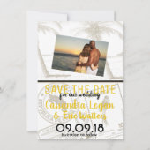Yellow Costa Rica Passport Save the Date Card (Back)