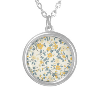 Yellow Cottage Floral Silver Plated Necklace