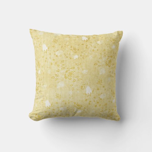 Yellow Cottage Floral Throw Pillow