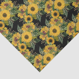 Yellow Cottage Sunflower Floral Pattern Tissue Paper