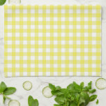 Yellow Cottagecore Gingham Check Plaid Kitchen Towel<br><div class="desc">Modern spring picnic trend,  with gingham plaid tartan pattern in yellow and white colors.</div>